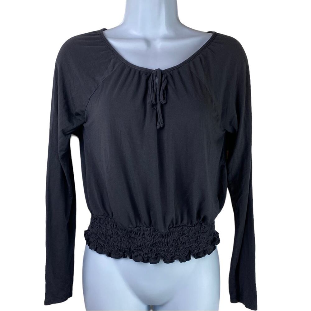 American Eagle Soft & Sexy Charcoal Gray Smocked Waist Top Size Small